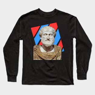 Aristotle Portrait With Red Blue Rectangle Long Sleeve T-Shirt